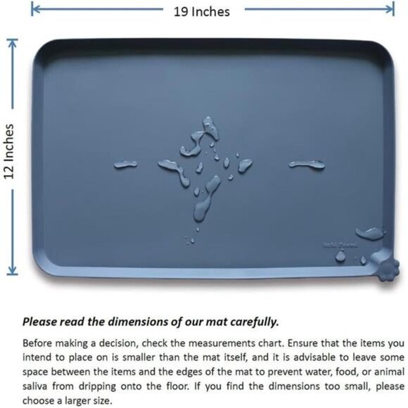Waterproof Pet Food Mat Silicone Non Slip Dog Cat Feeding Tray High Edge - Picture 6 of 7